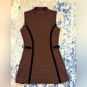 Brown Knit Top A-Line Mock Neck